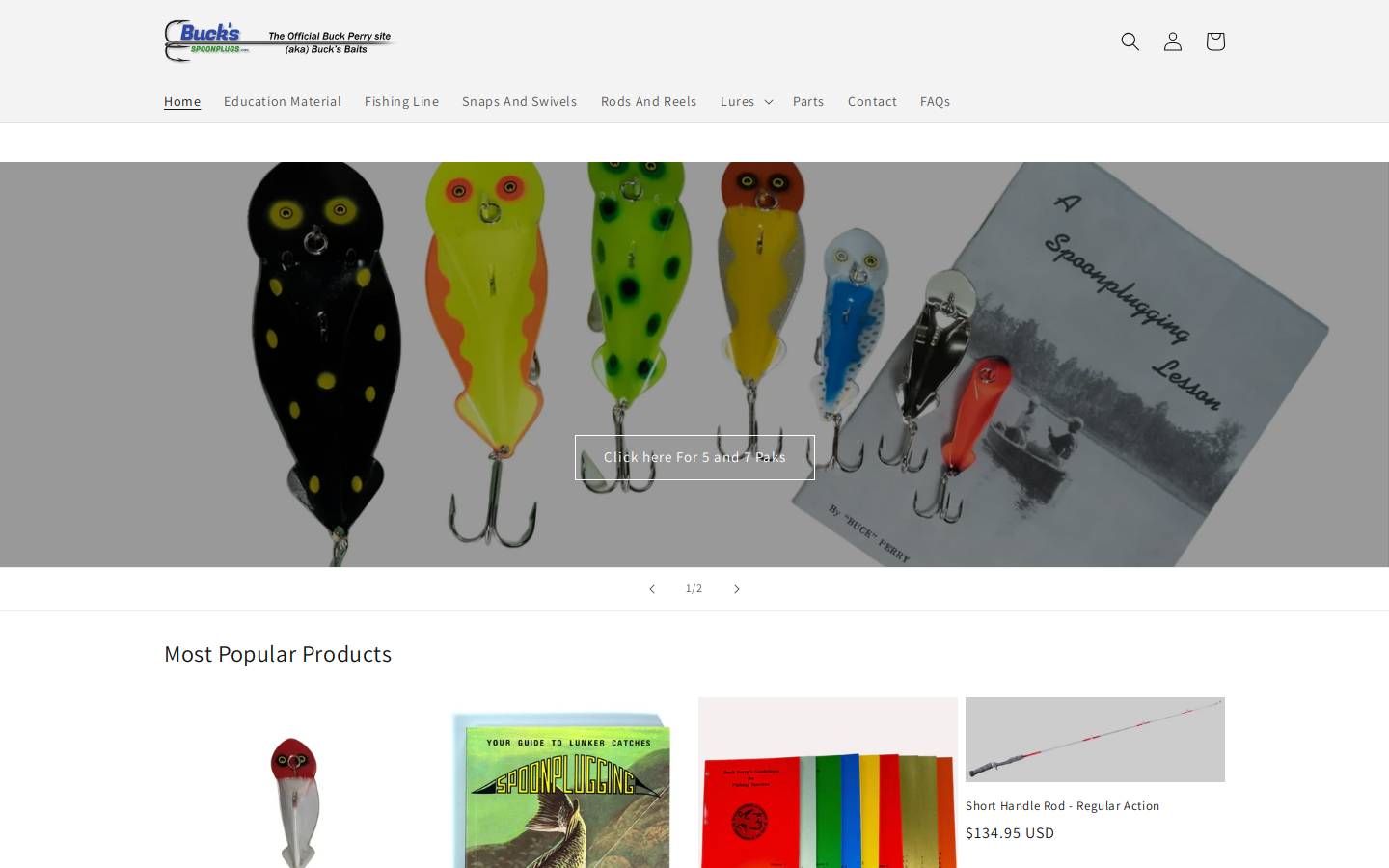 bucksspoonplugs.com homepage screenshot