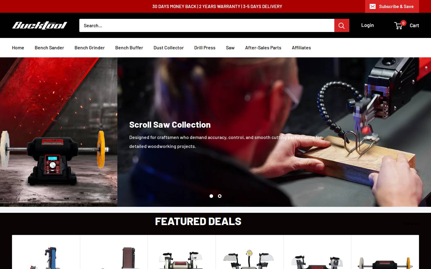 Bucktool Powertools homepage screenshot
