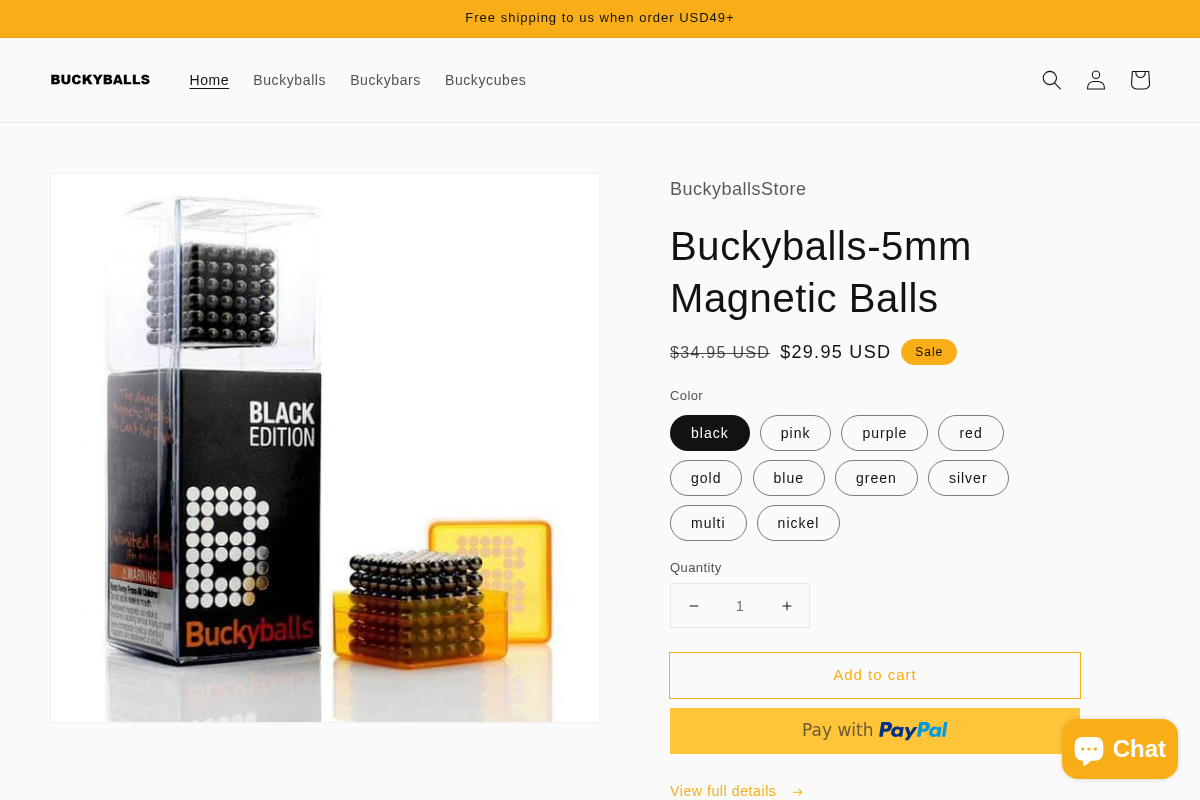 buckyballsstore.com homepage screenshot