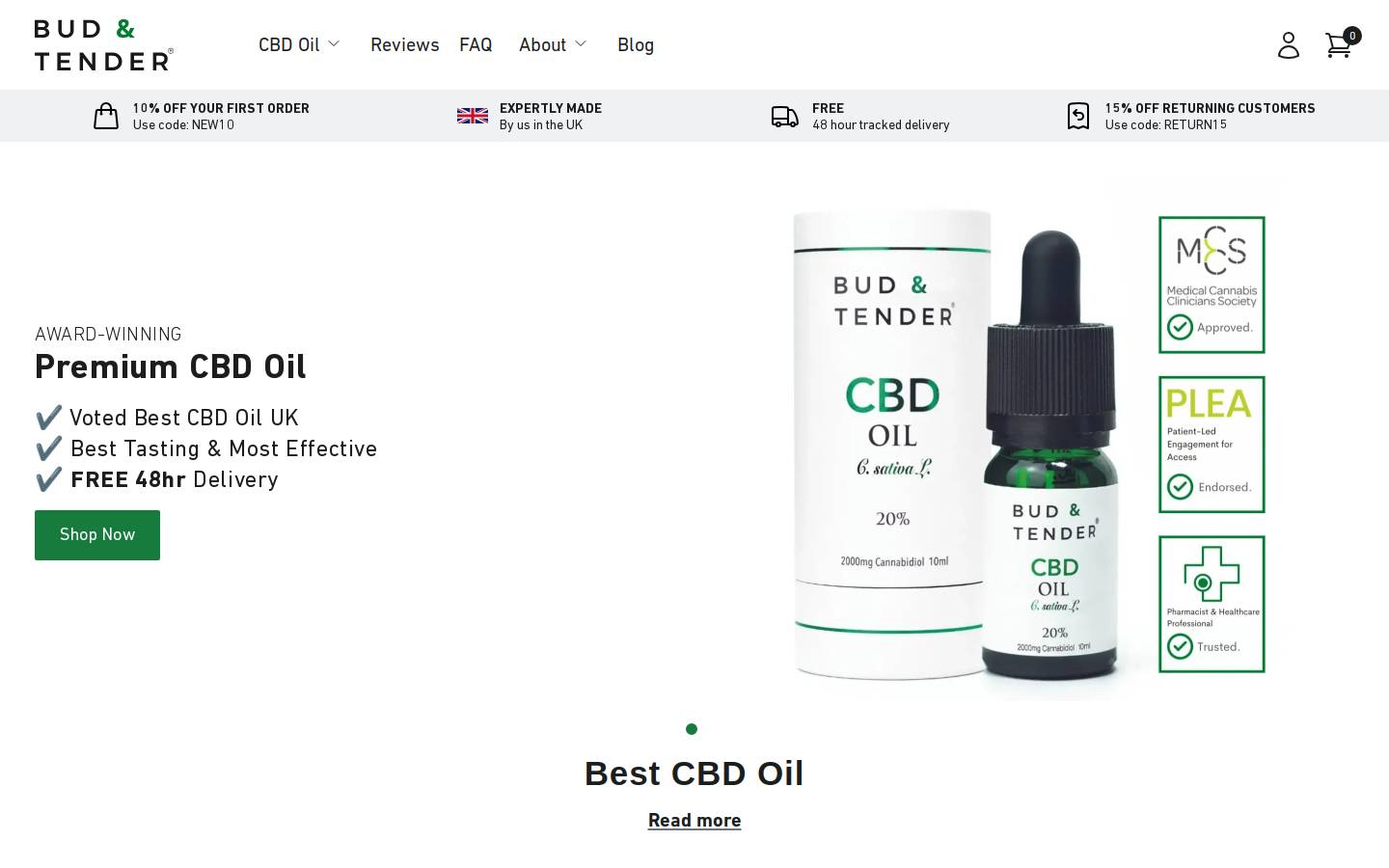 Bud & Tender® homepage screenshot