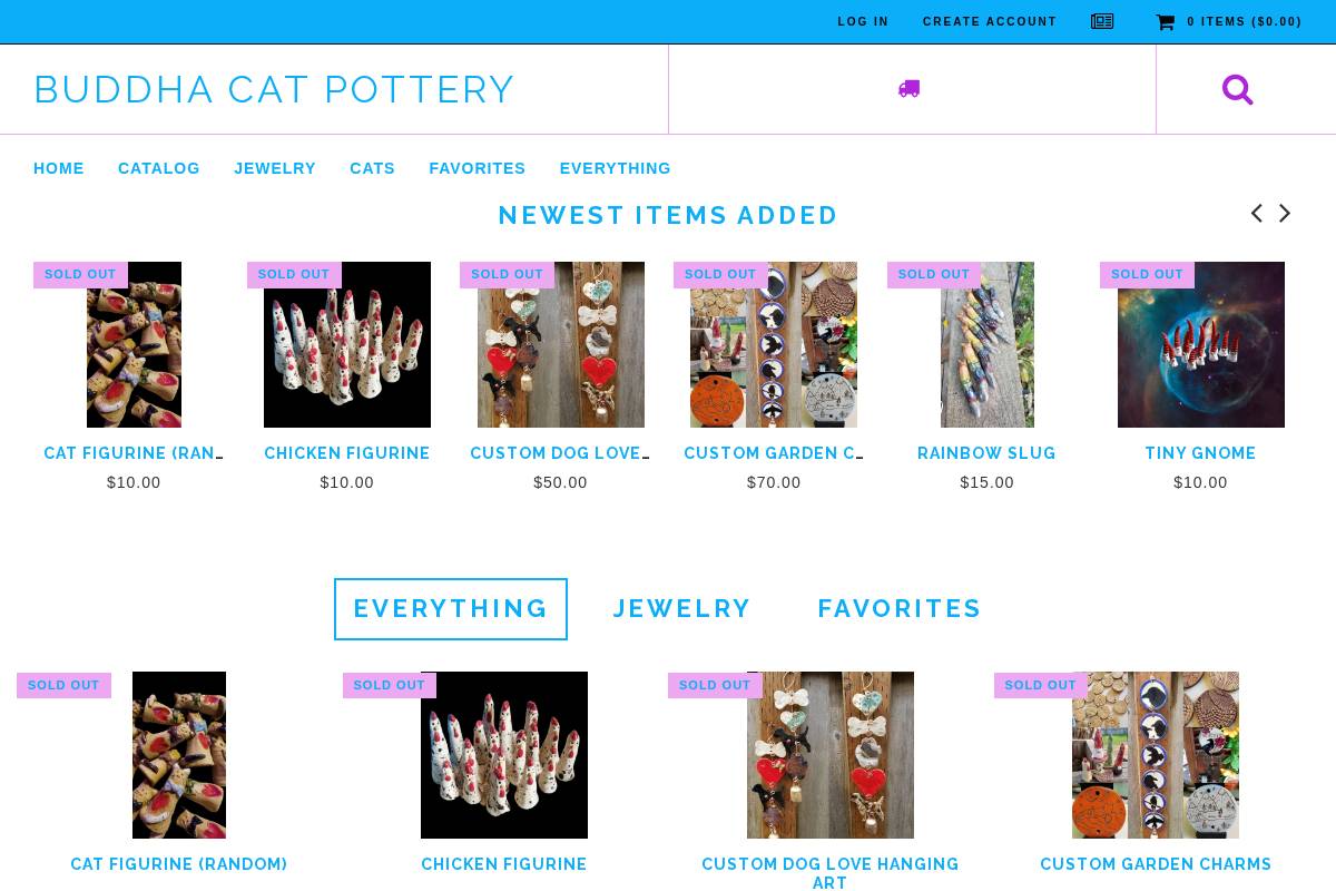 buddhacatpottery.com homepage screenshot