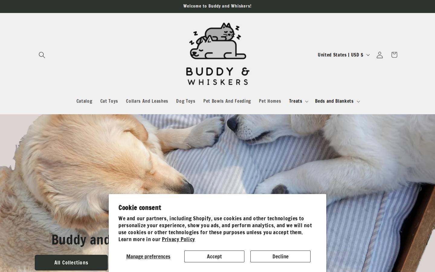 buddyandwhiskers.com homepage screenshot