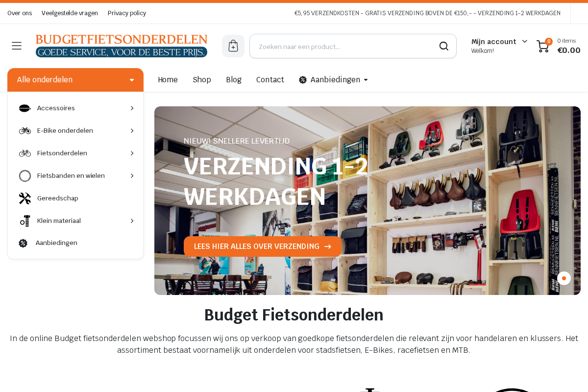Budgetfietsonderdelen homepage screenshot