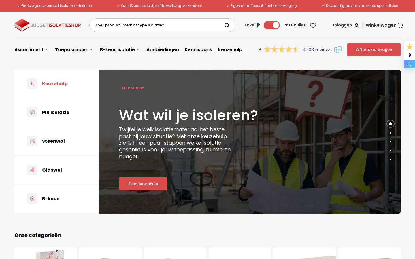 Budgetisolatieshop homepage screenshot