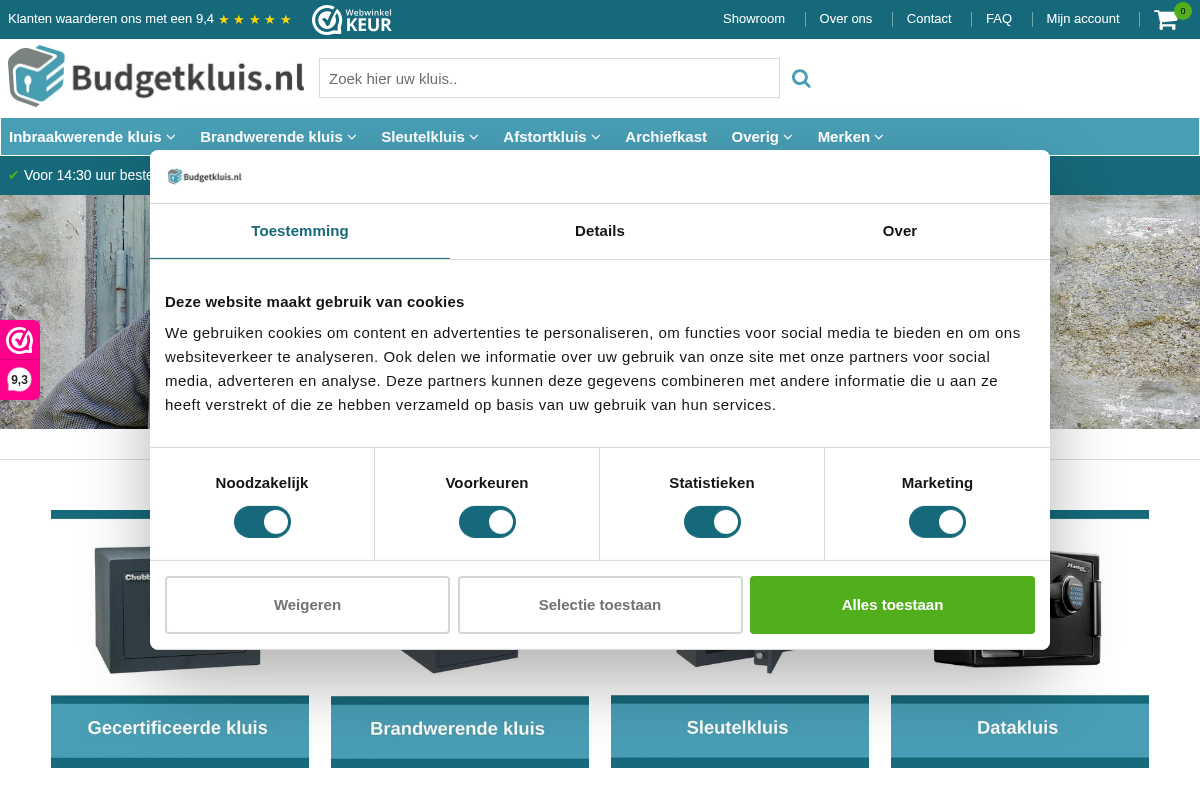 Budgetkluis.nl  homepage screenshot