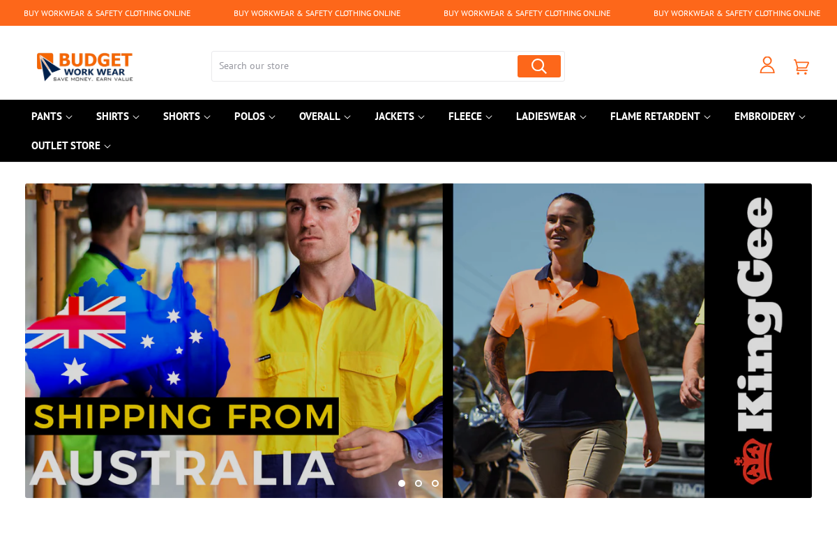 Budget Workwear New Zealand Store homepage screenshot