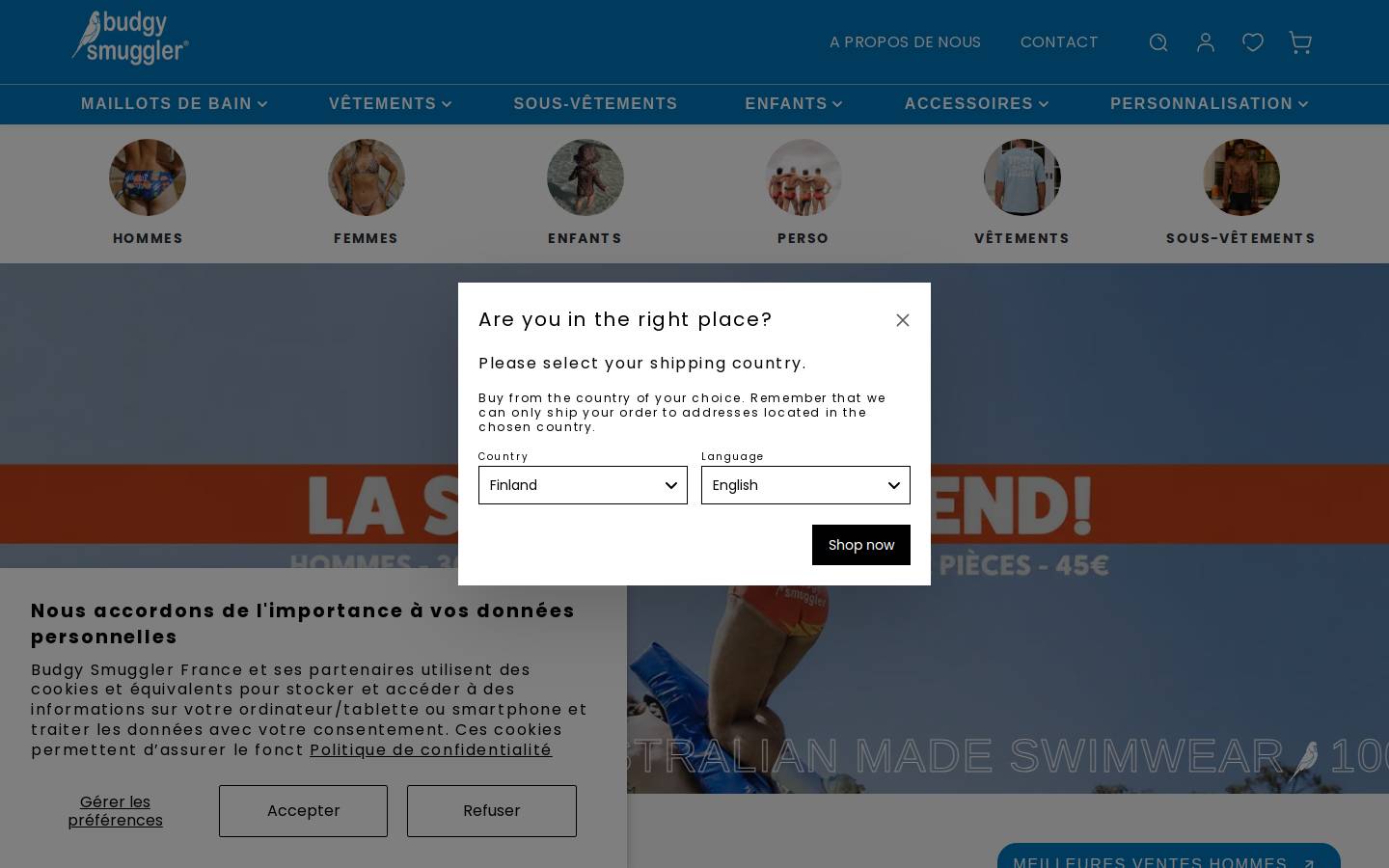 Budgysmuggler homepage screenshot
