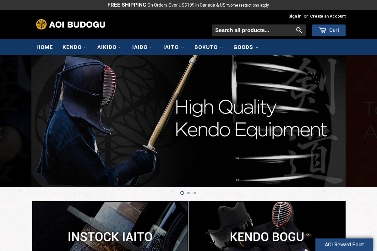 AOI BUDOGU homepage screenshot