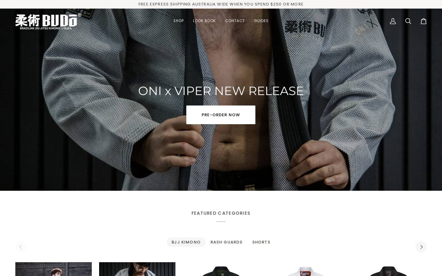 budofightgear.com.au homepage screenshot