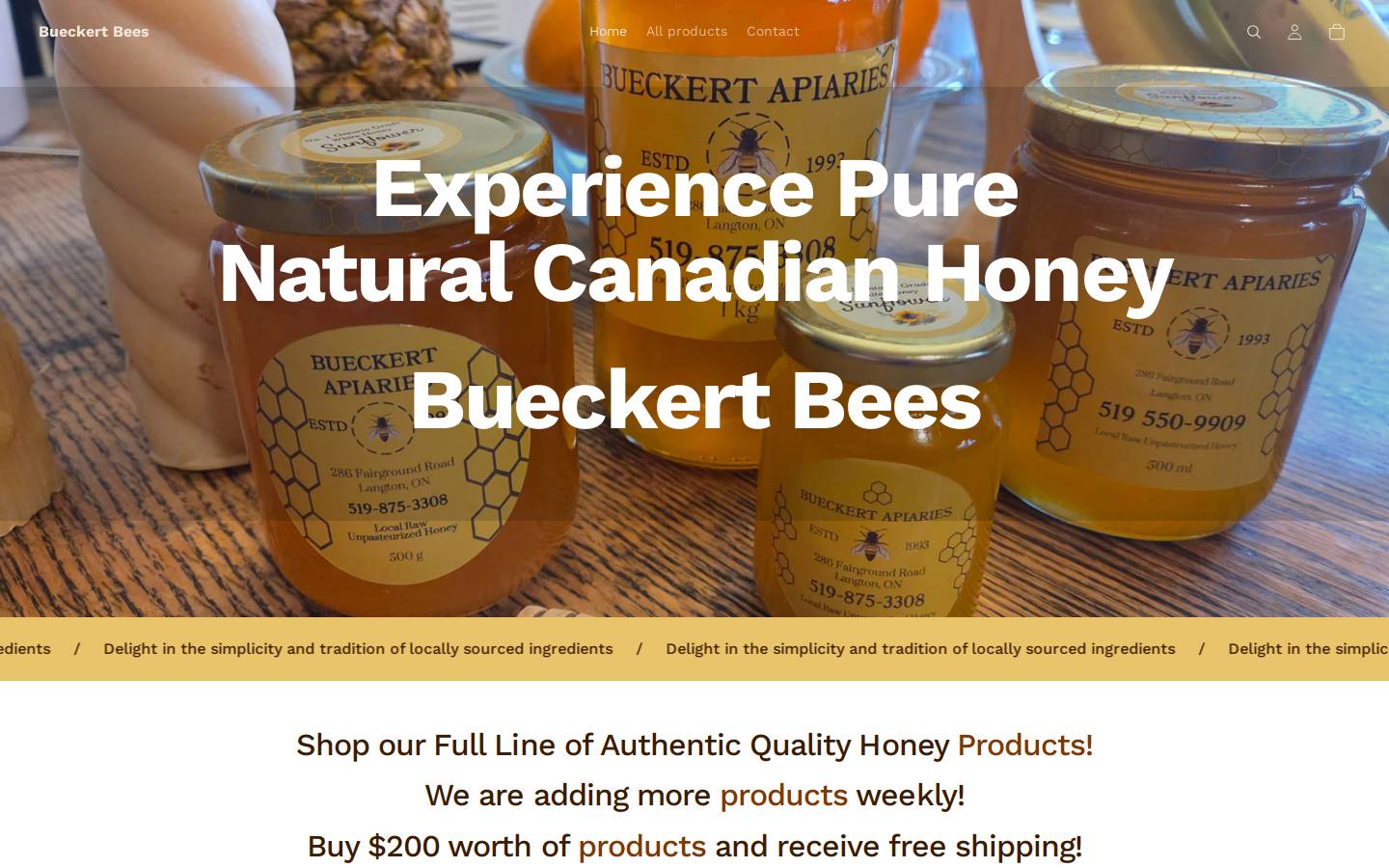 bueckertbees.com homepage screenshot