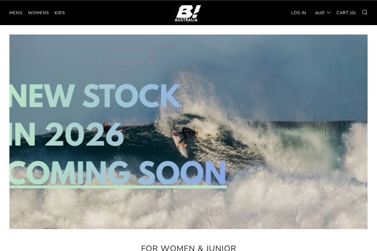 Buell Wetsuits & Surf homepage screenshot