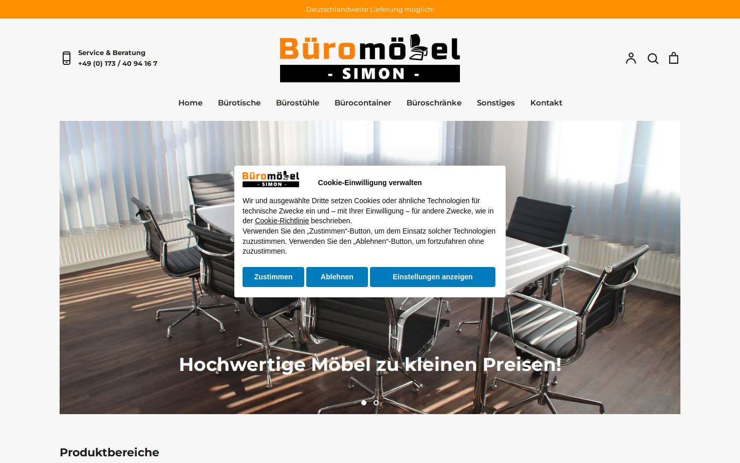 Büromöbel Simon homepage screenshot