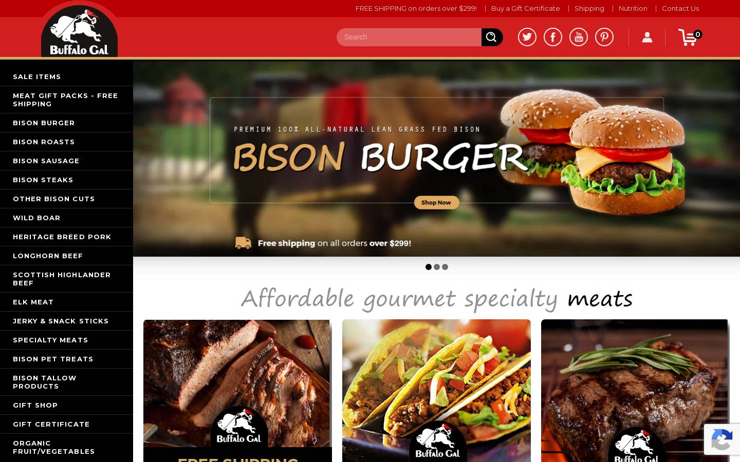 Buffalo Gal homepage screenshot