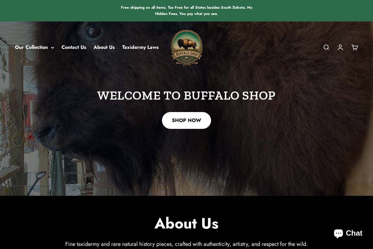 buffaloshop.net homepage screenshot