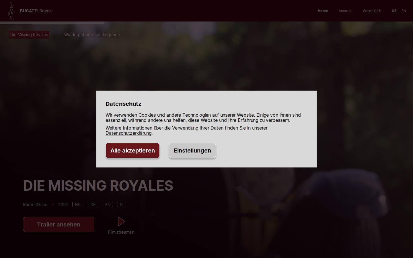 bugatti-royale.com homepage screenshot
