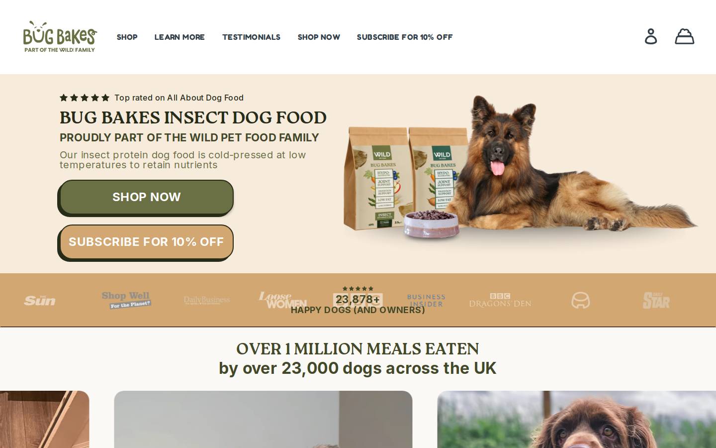 bugbakes.com homepage screenshot