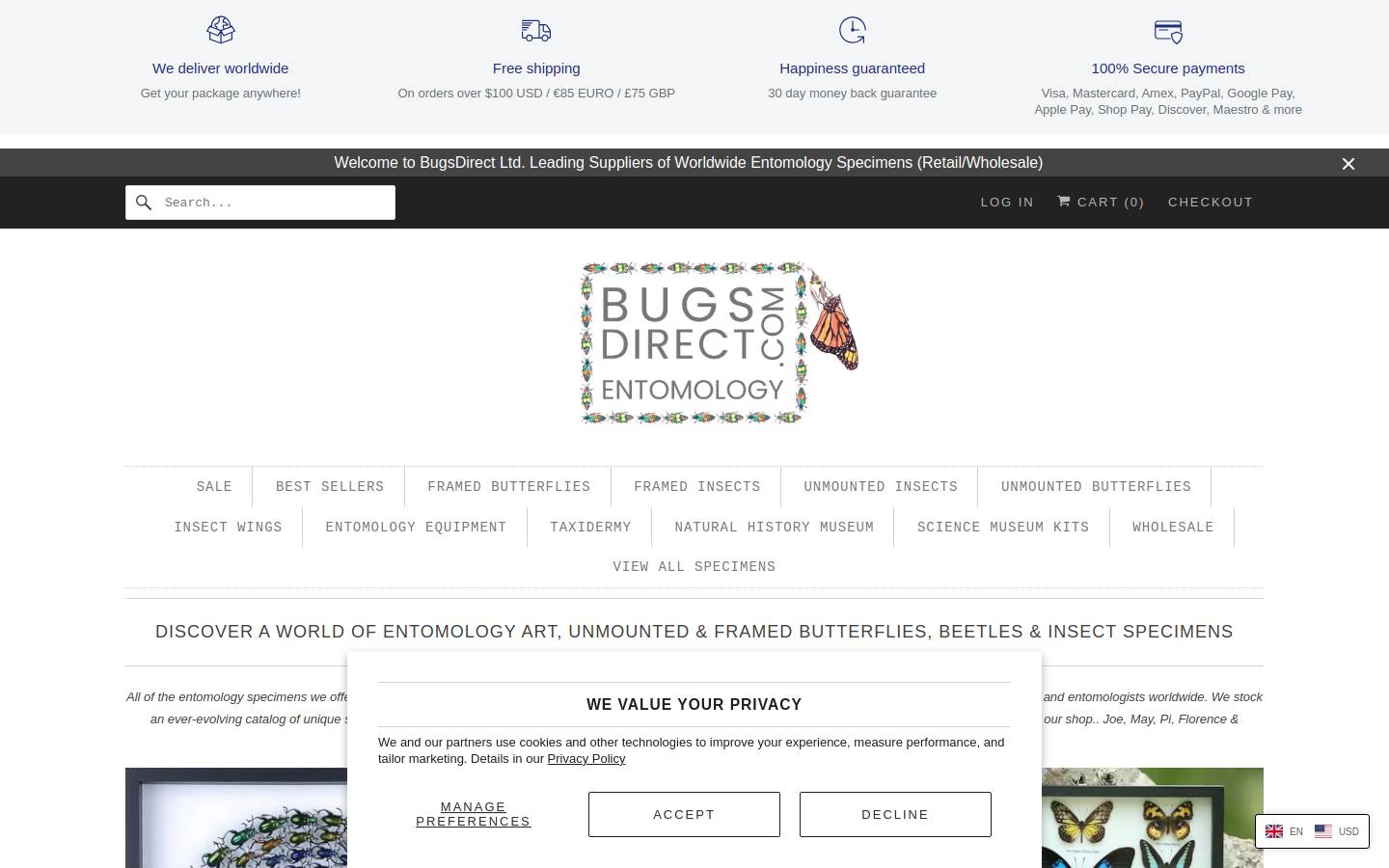 bugsdirect.com homepage screenshot