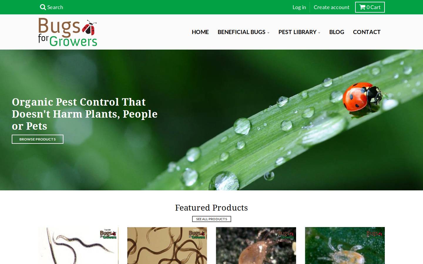 bugsforgrowers.com homepage screenshot
