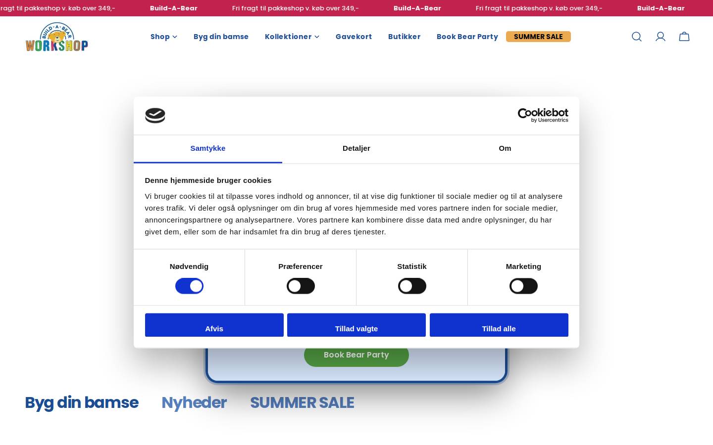 Build-A-Bear Workshop Danmark homepage screenshot