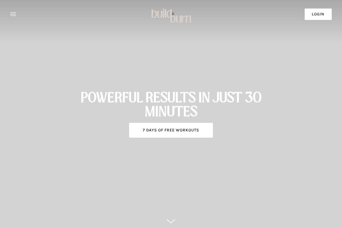 Build and Burn homepage screenshot