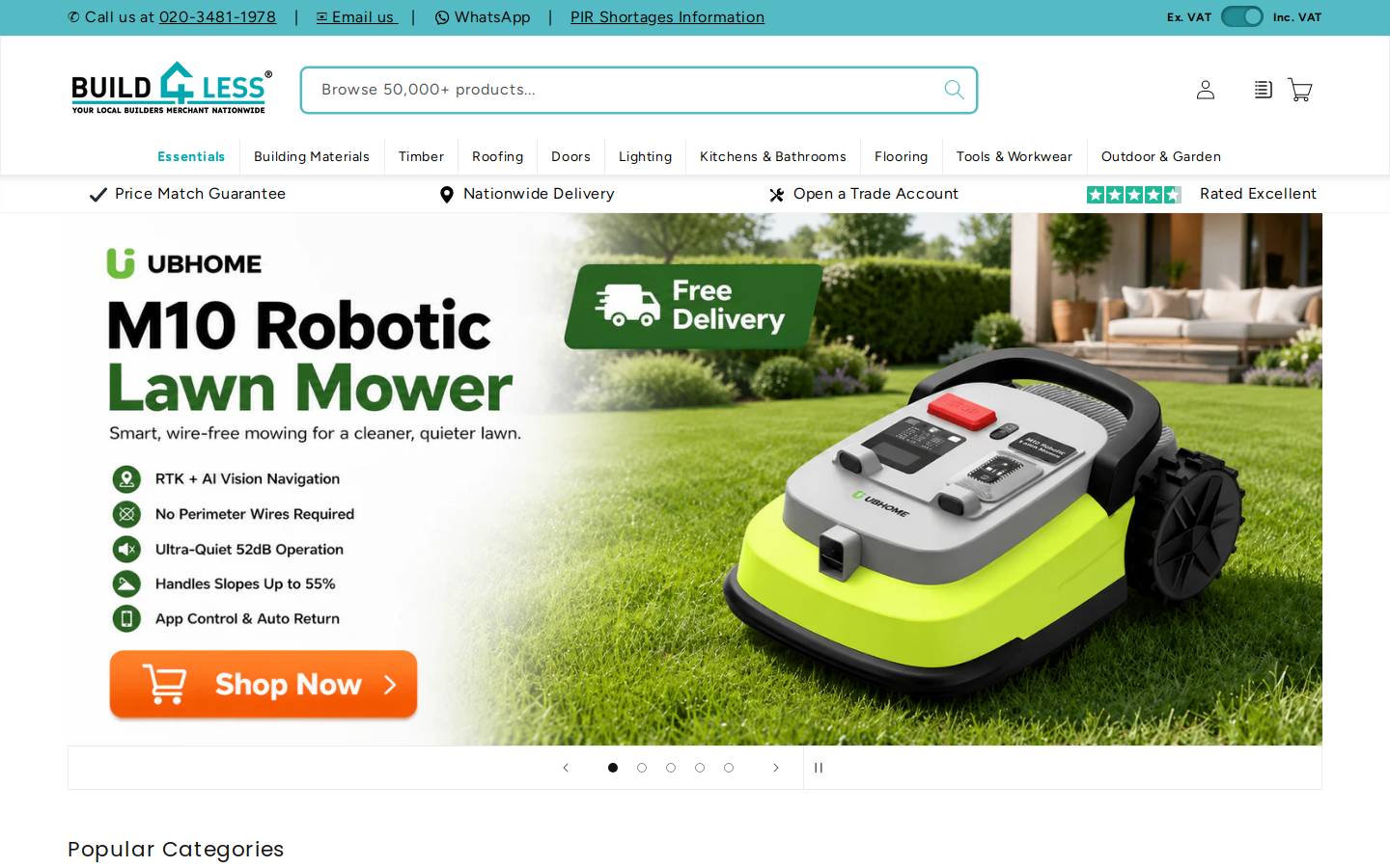 buildforless.co.uk homepage screenshot