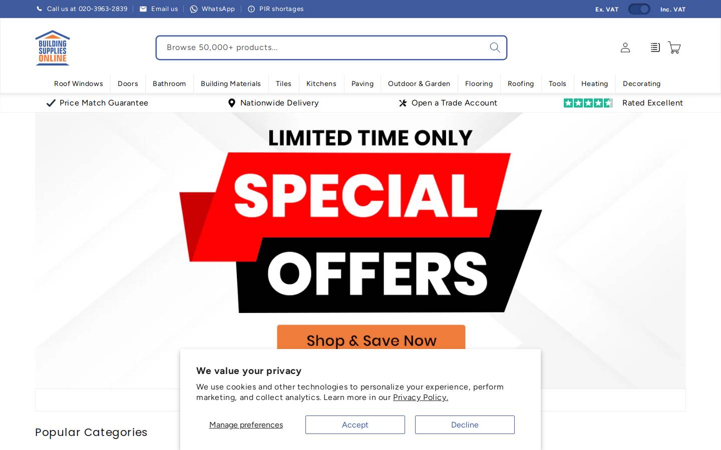 building-supplies-online.co.uk homepage screenshot