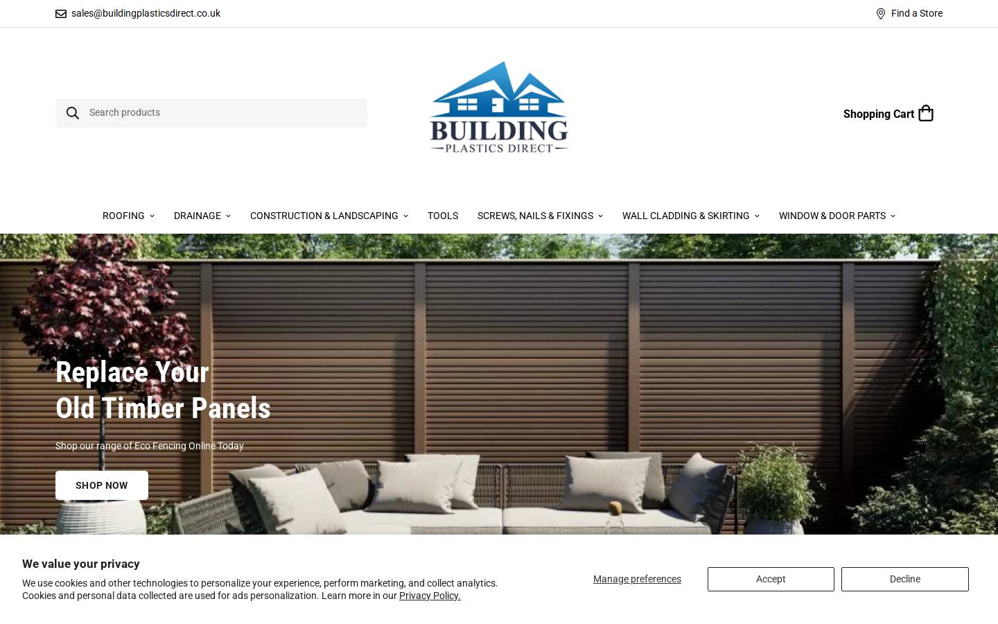 buildingplasticsdirect.co.uk homepage screenshot