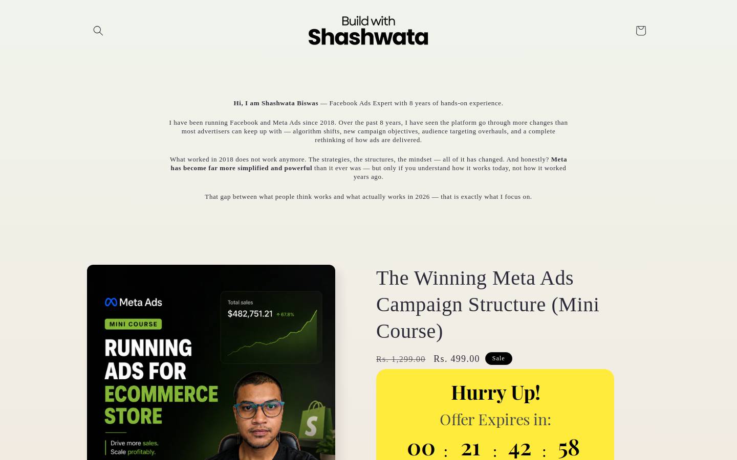 buildwithshashwata.com homepage screenshot