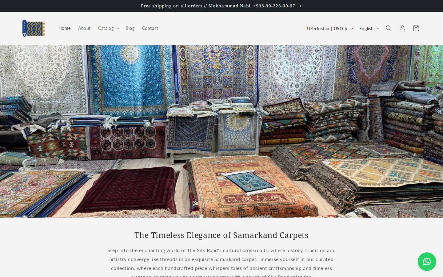 bukharasilkcarpets.com homepage screenshot