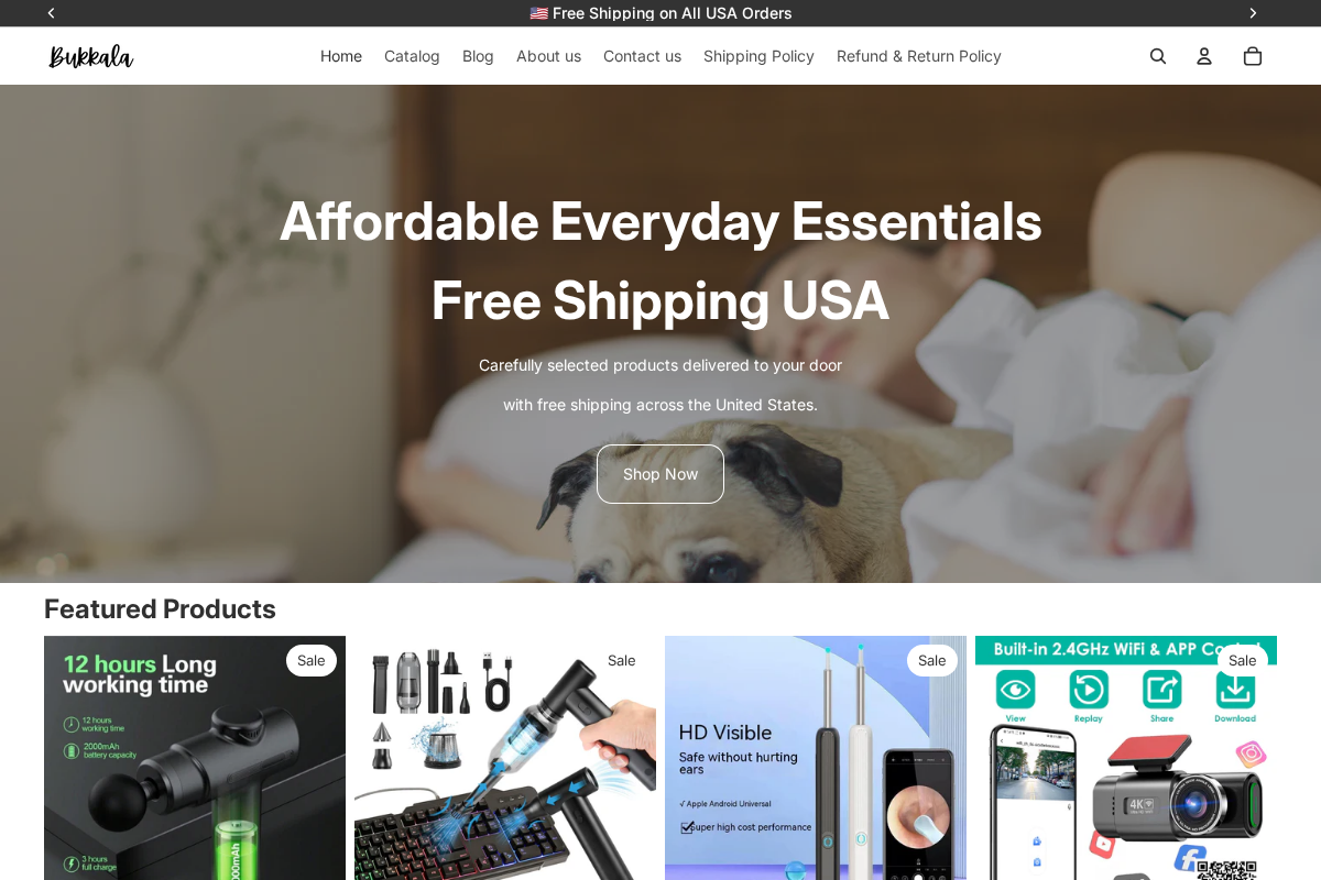 Bukkala homepage screenshot