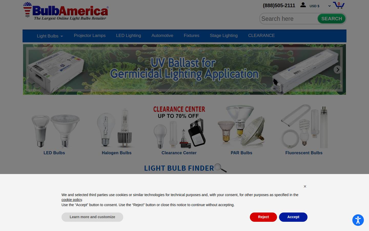 BulbAmerica.com homepage screenshot