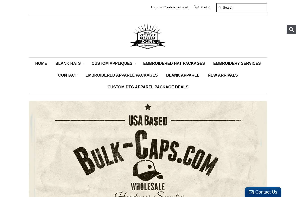 Bulk Caps homepage screenshot
