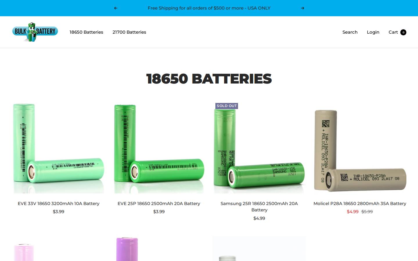 Bulkbattery homepage screenshot