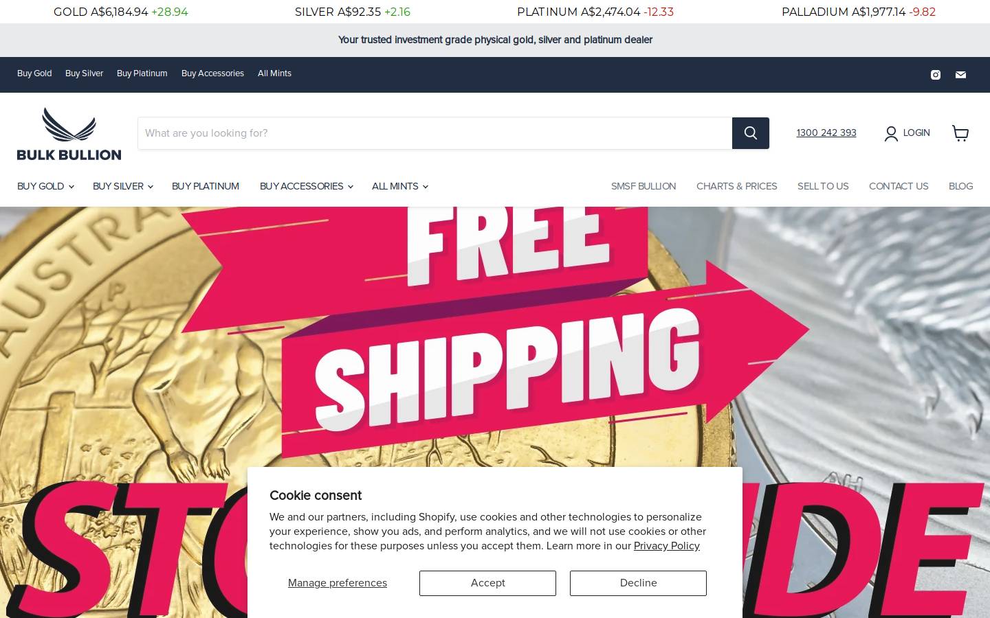 bulkbullion.com.au homepage screenshot