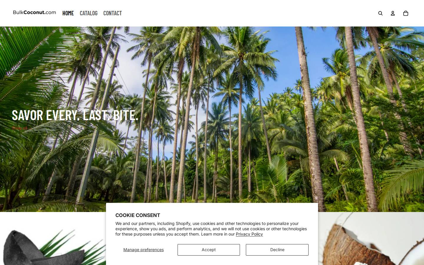 bulkcoconut.com homepage screenshot