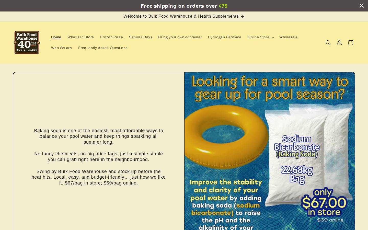 bulkfoodwarehouse.ca homepage screenshot