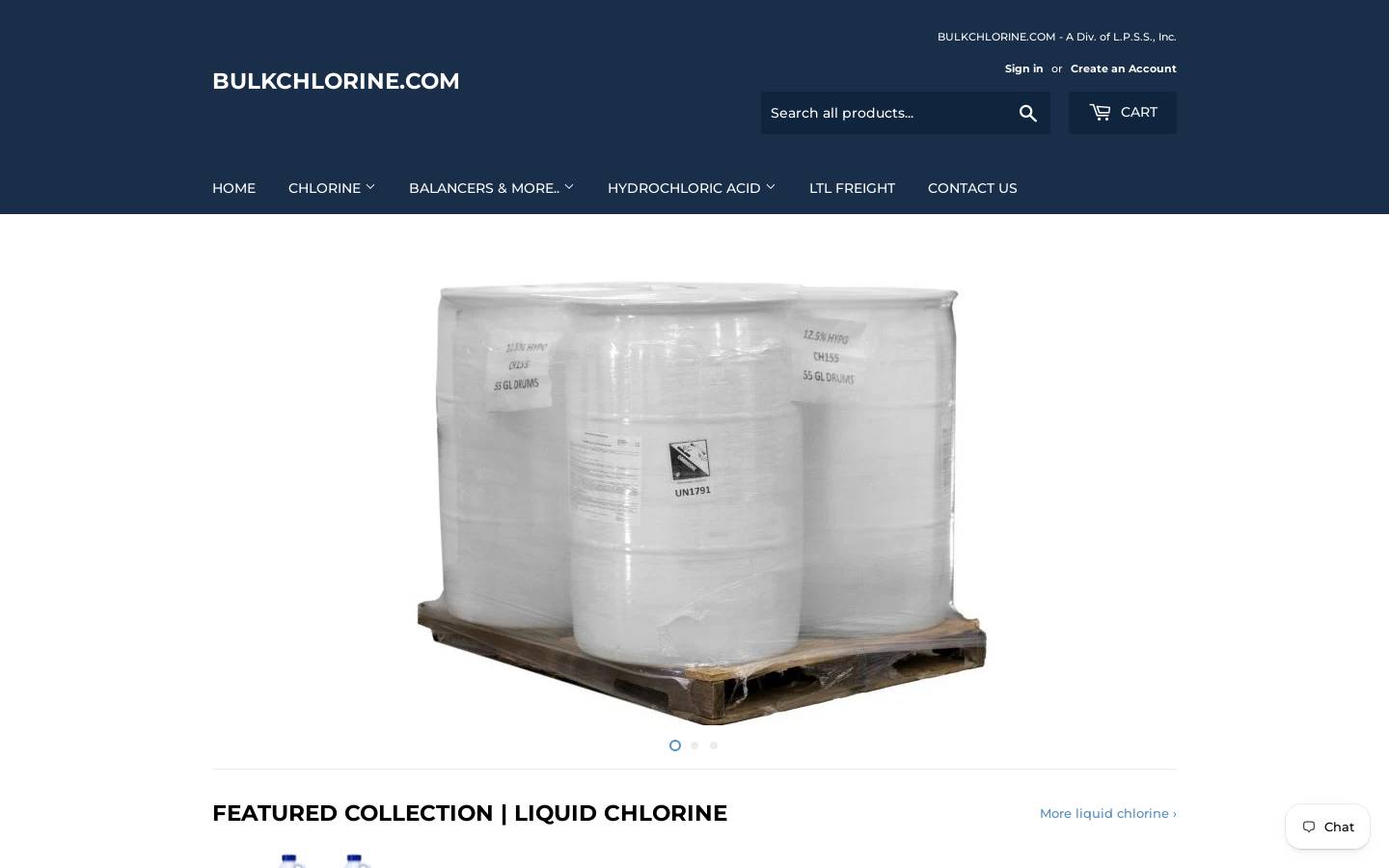 bulkpoolchemicals.com homepage screenshot