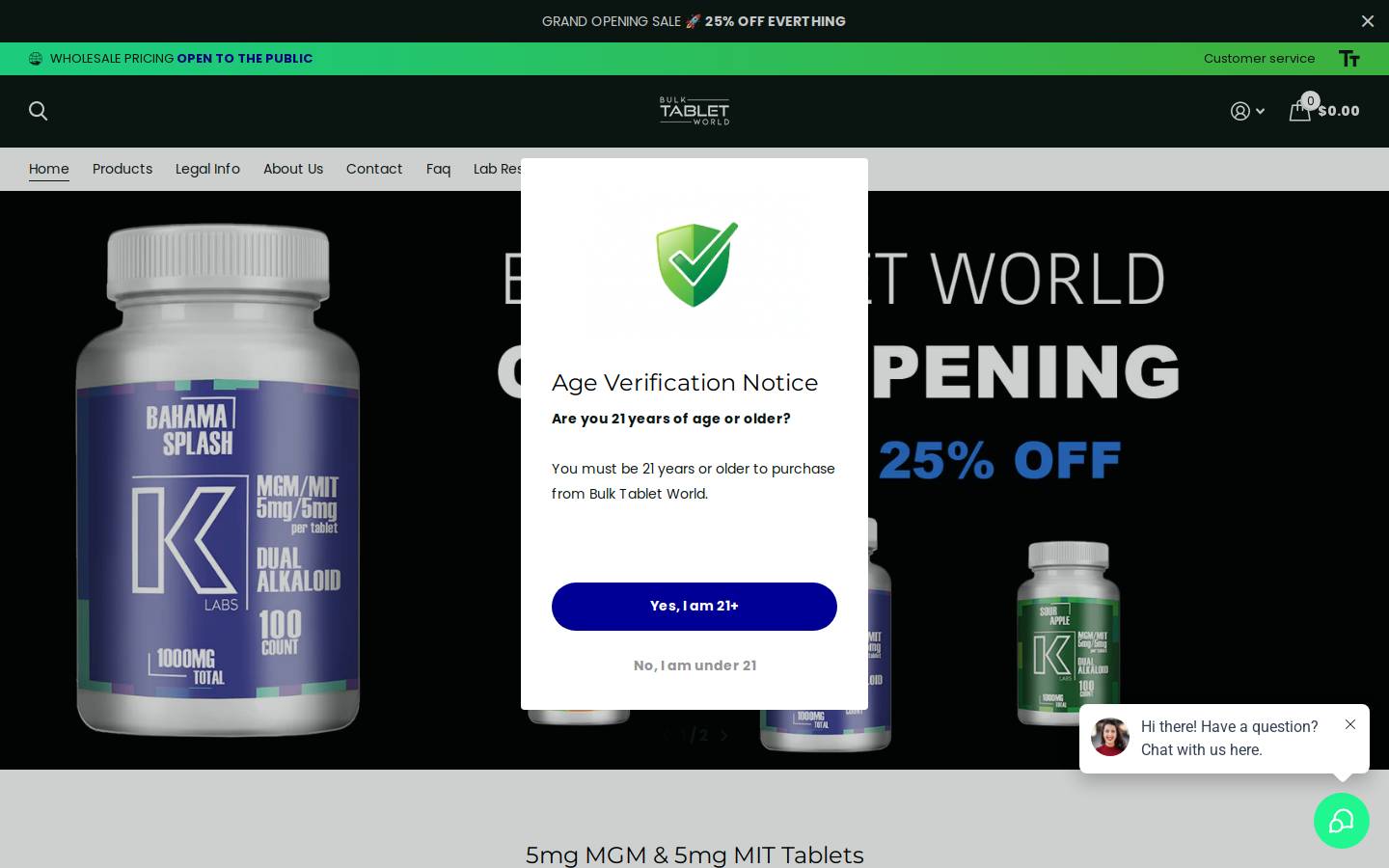 bulktabletworld.com homepage screenshot