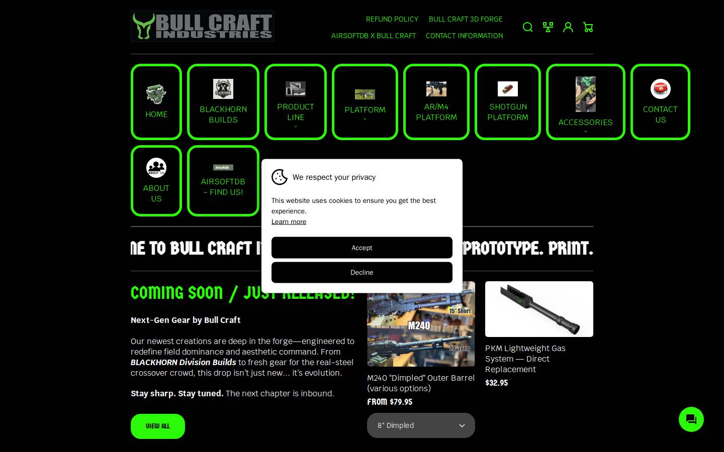 bullcraftindustries.com homepage screenshot