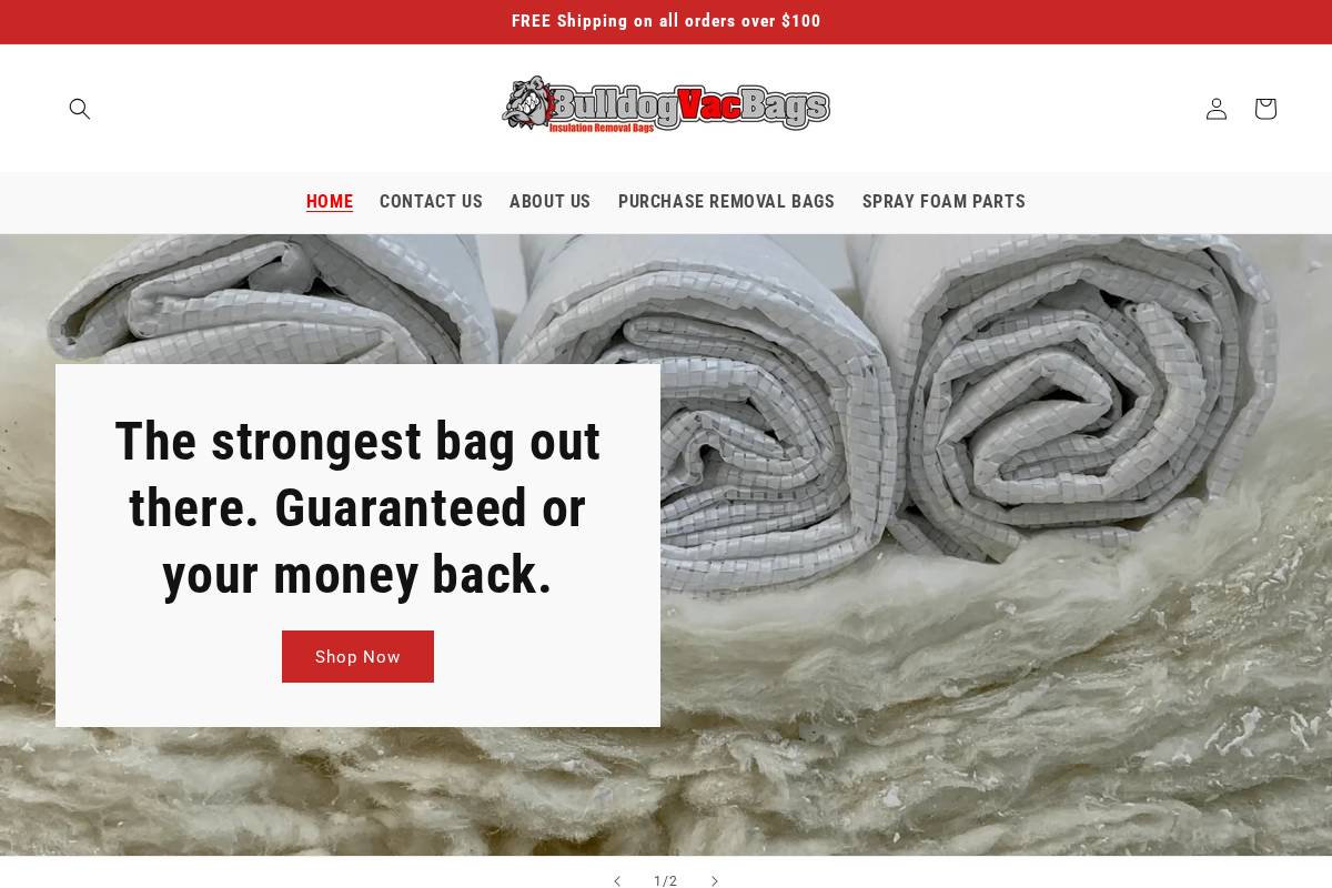 bulldogvacbags.com homepage screenshot