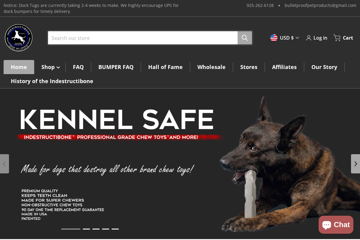 Bulletproof Pet Products Inc homepage screenshot