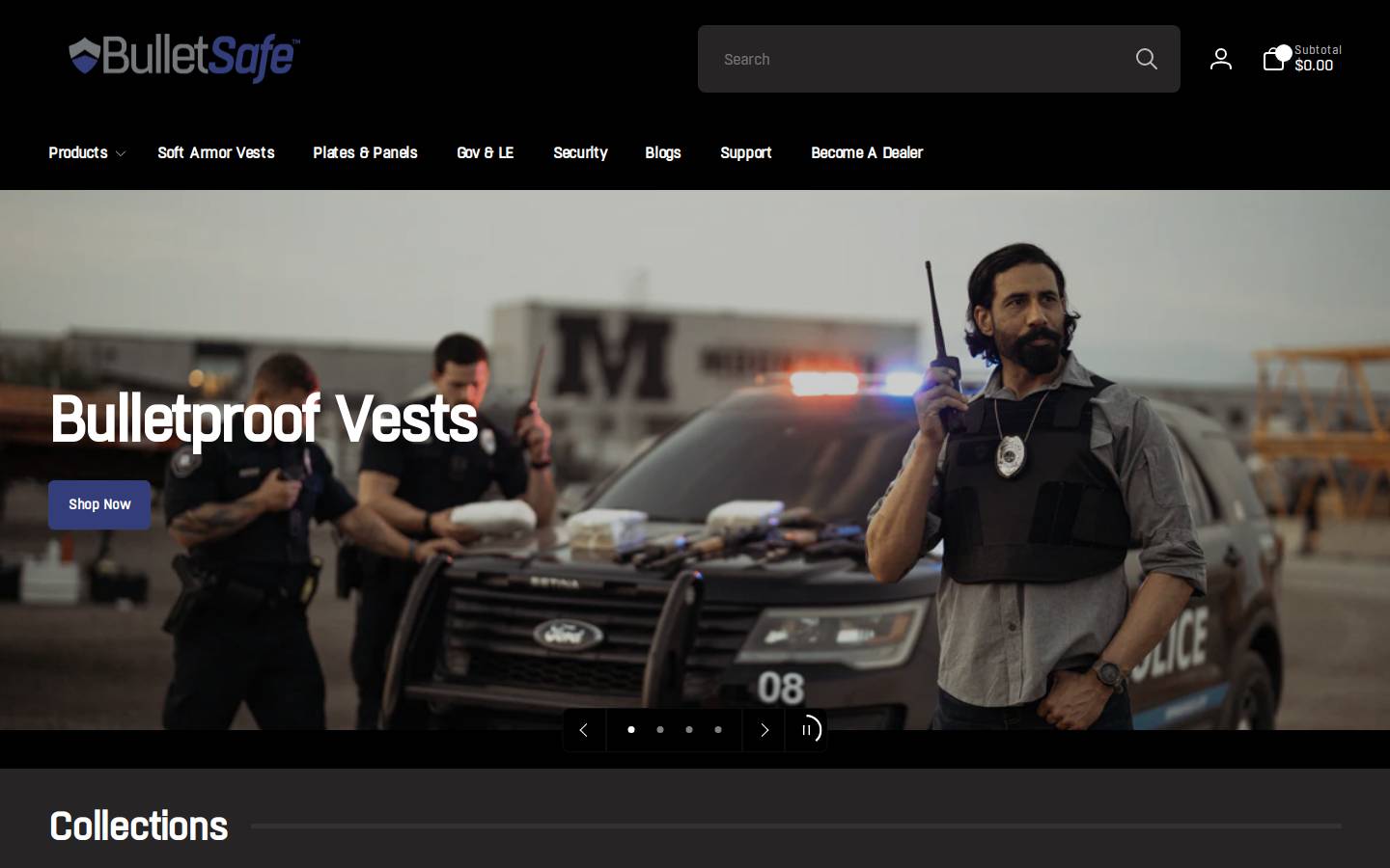 bulletproofvest.com homepage screenshot