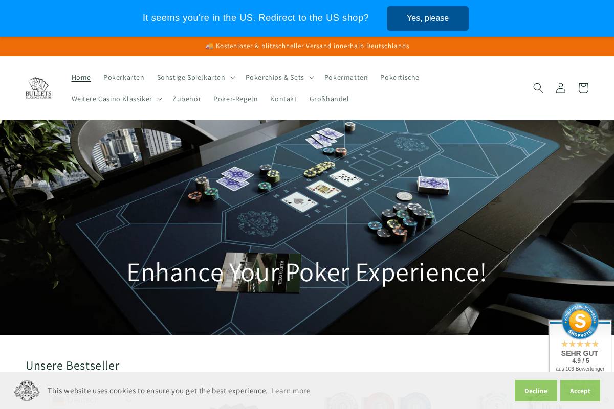 bulletscards.de homepage screenshot