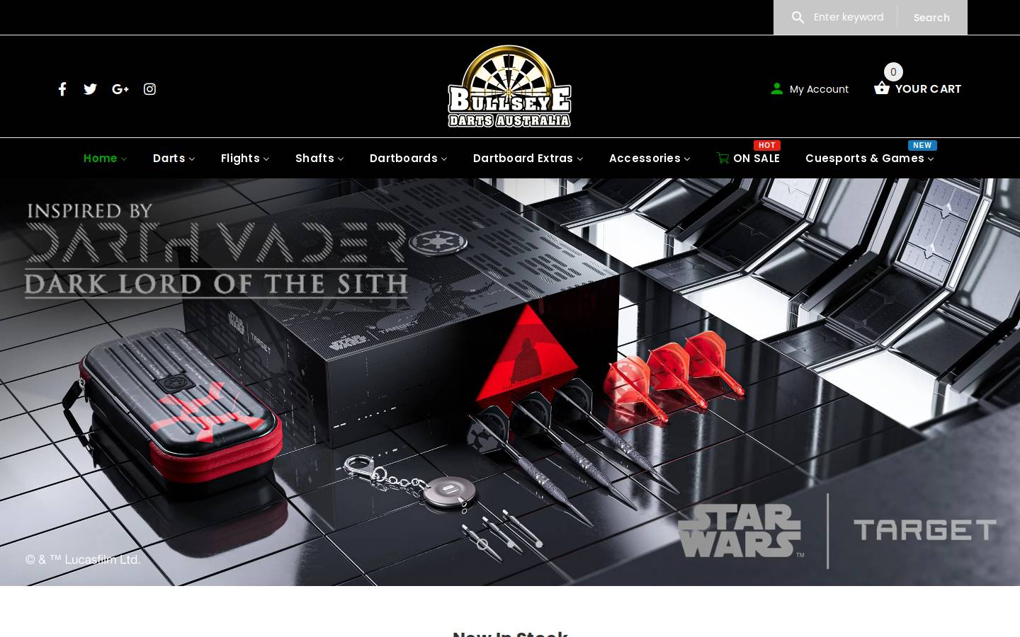 bullseyedarts.com.au homepage screenshot