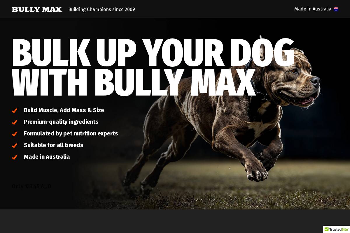 bullymaxaustralia.com homepage screenshot