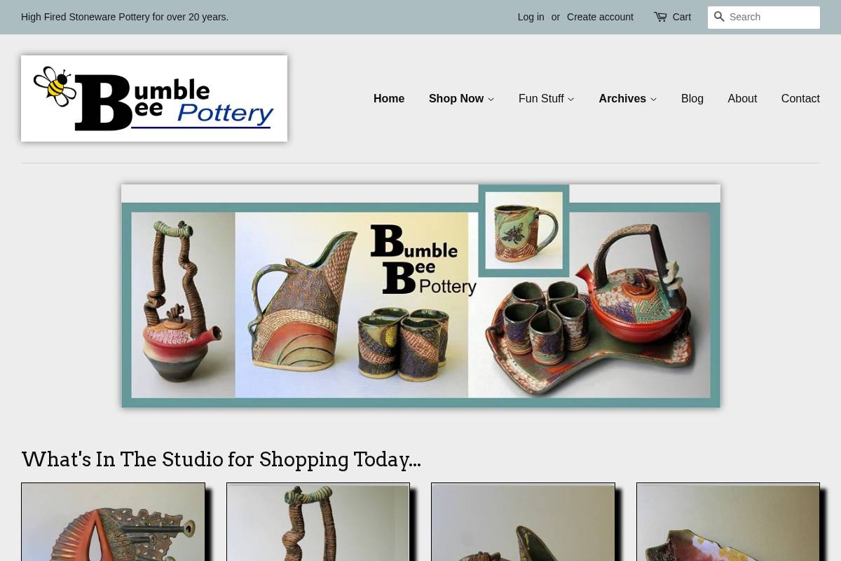 bumblebeepottery.com homepage screenshot