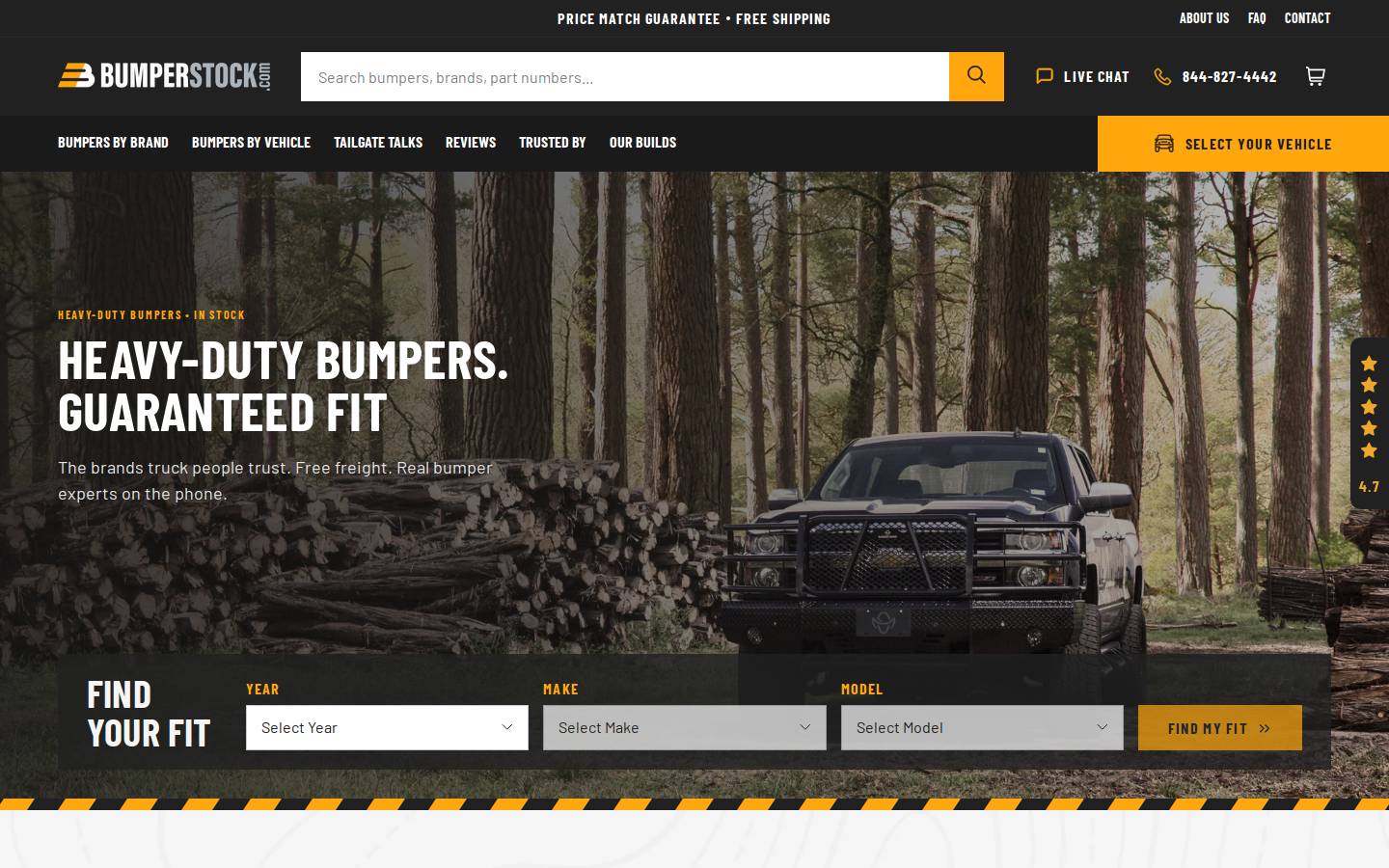Bumperstock homepage screenshot