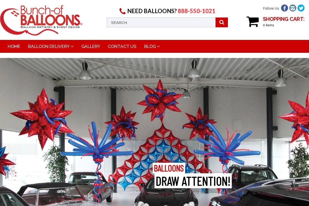 bunch-of-balloons.com homepage screenshot