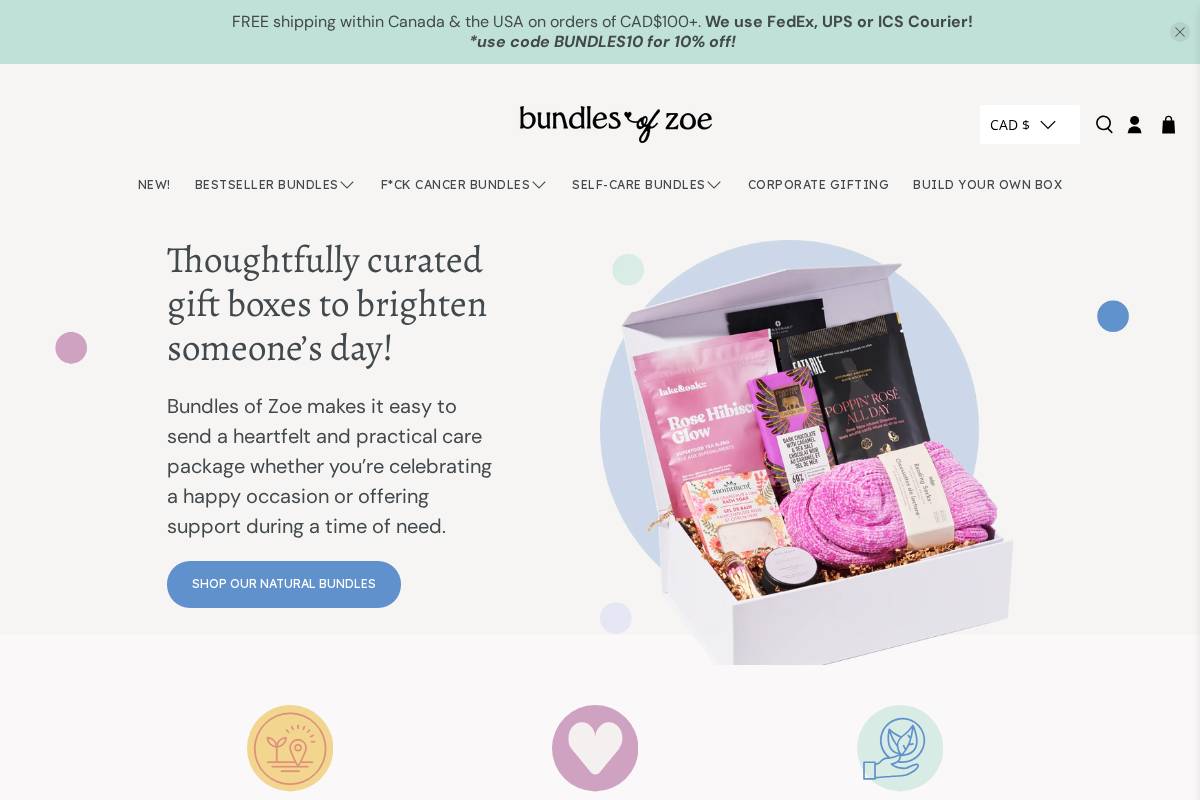 bundlesofzoe.ca homepage screenshot
