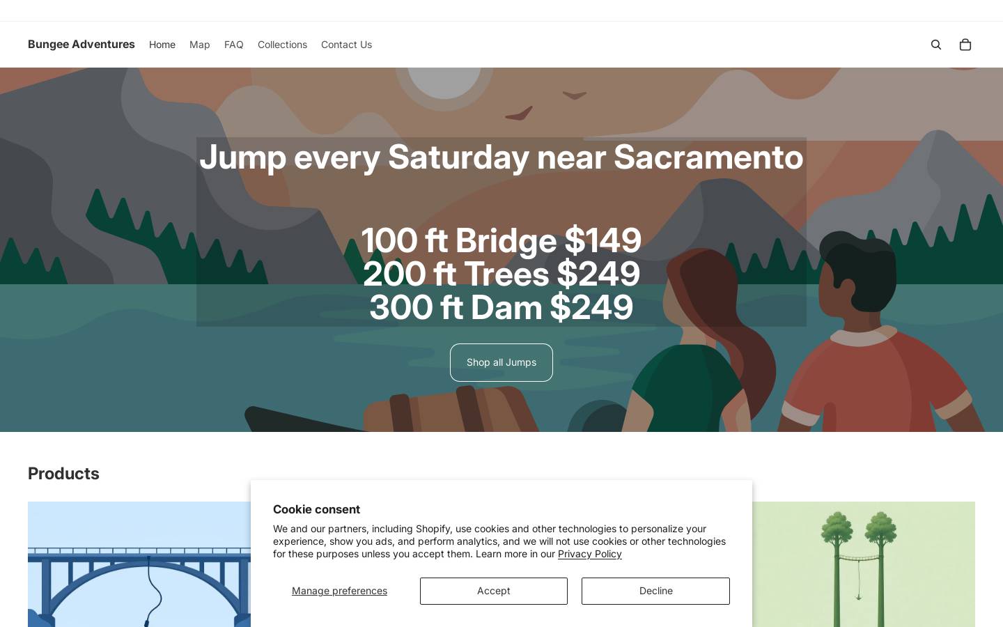 bungeeadventures.net homepage screenshot